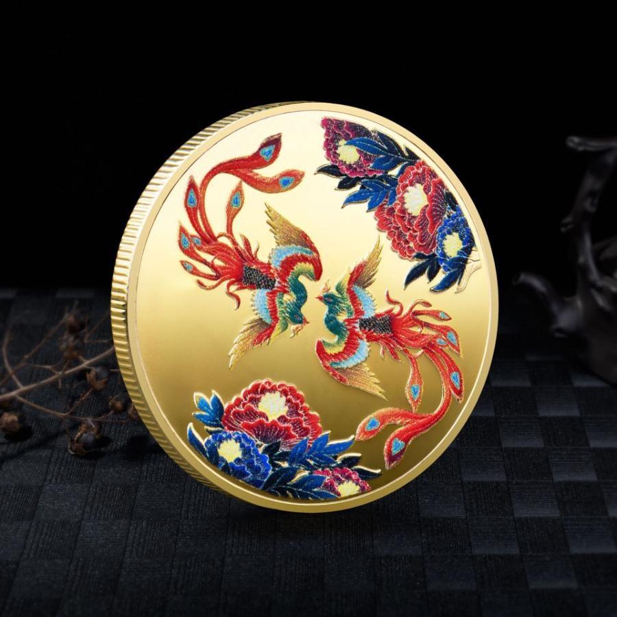Good Luck To You Chinese Style Luan Feng Chengxiang Phoenix Commemorative Medal FU Gold Coin Silver Coin Metal Badge Crafts