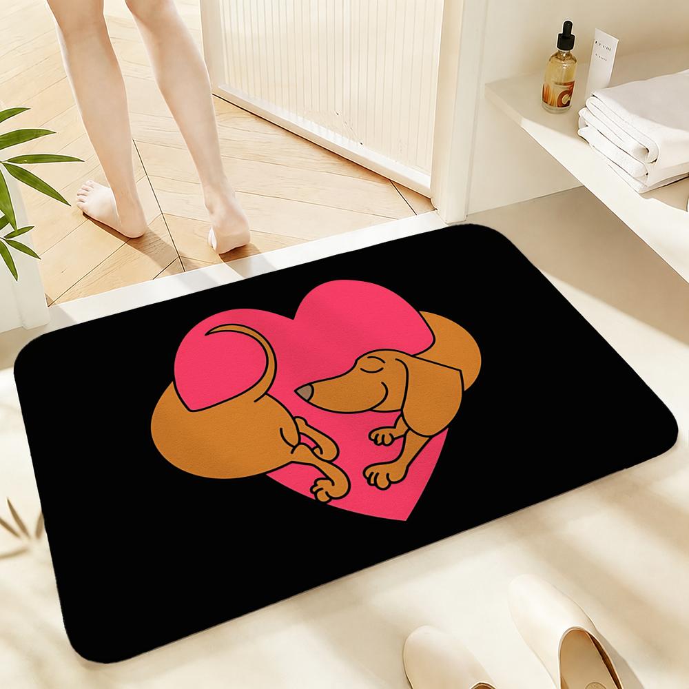 Soft Absorbent Non-Slip Rug Donut Dachshund Cartoon Floor Mat Home Decor Doormat Bedroom Floor Mat Shower Carpet