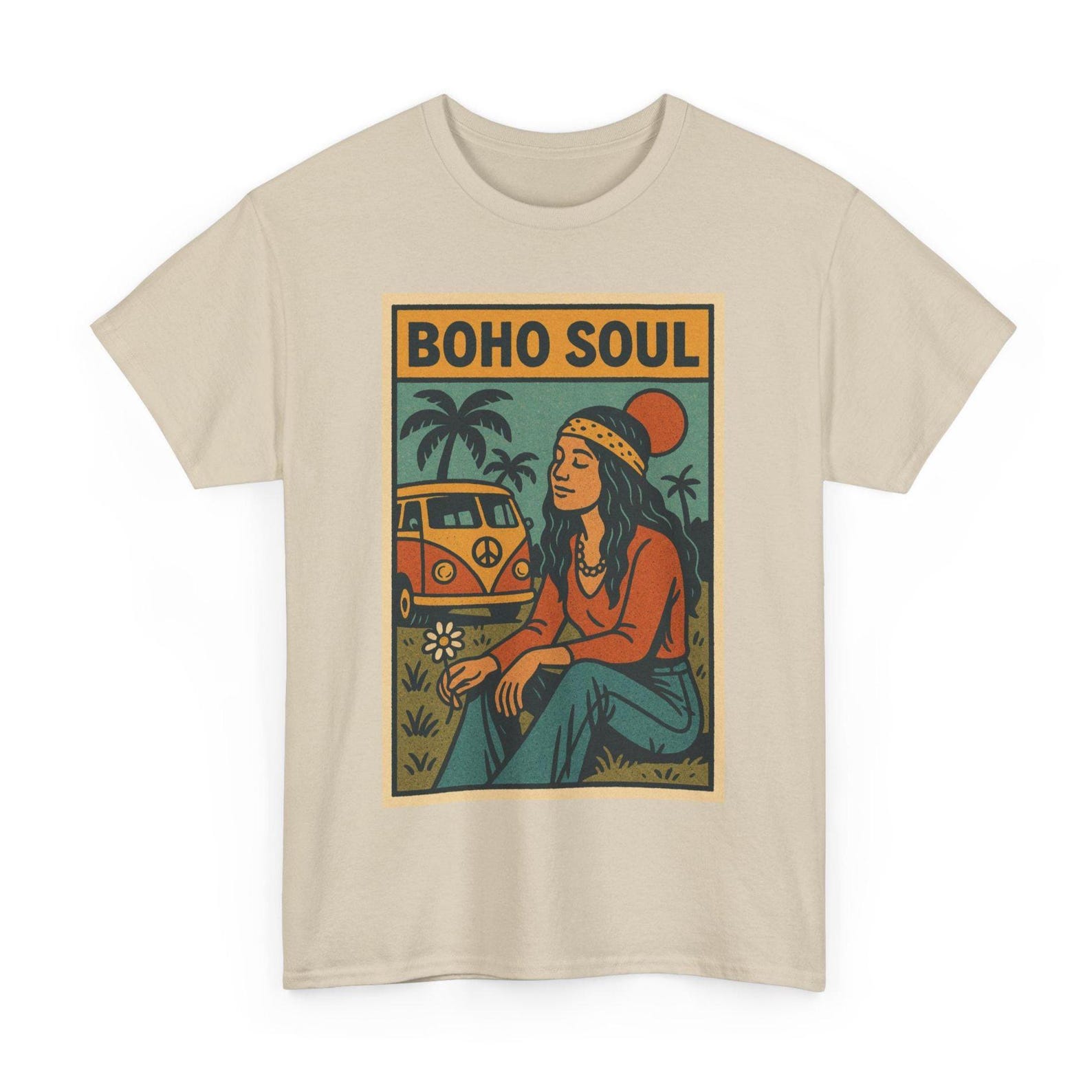 Boho Soul T-Shirt: Retro Comic Style Bohemian Tee 3XL