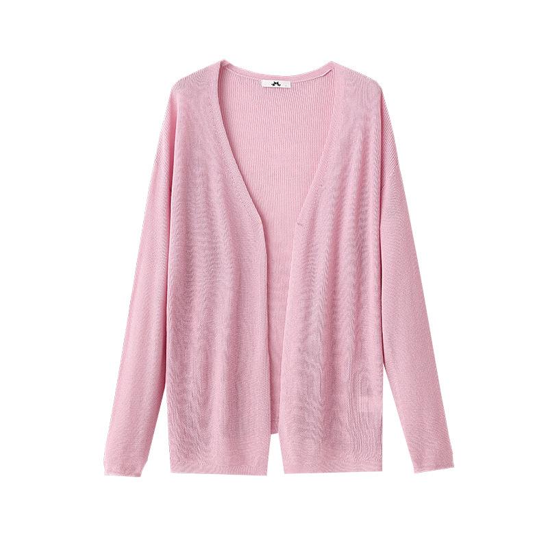 

Новое женское платье большого размера для весны и осени, включающее модный вязаный кардиган с длинными рукавами, топ-халтер и шаль. 6XL розовый