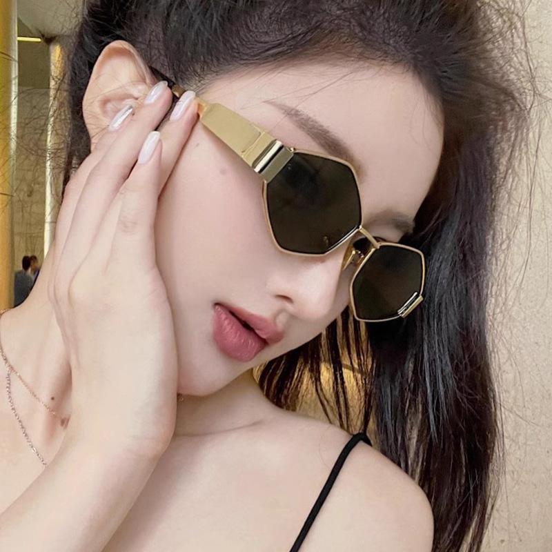 Free Shipping In Stock Metal Sunglasses Glasses Versatile Polygon Unisex Sunglasses