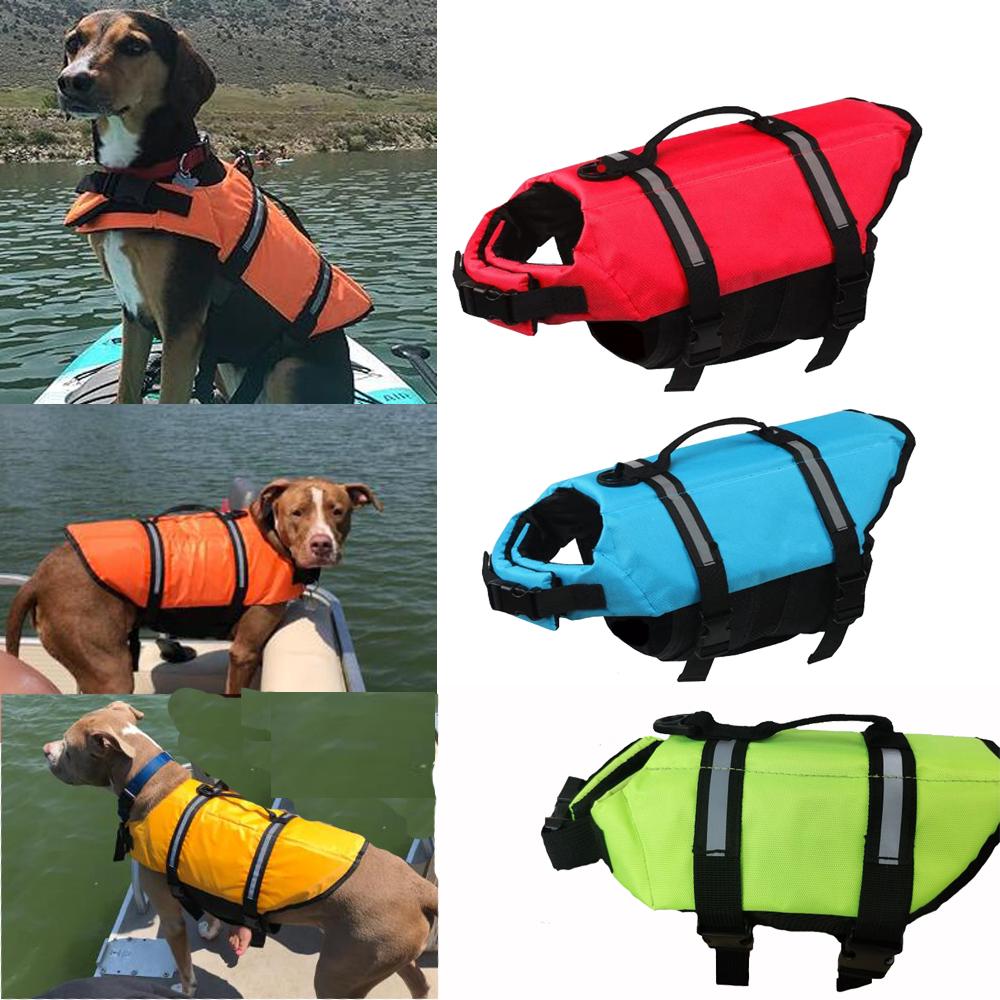 Dog Life Jacket Ripstop Reflective Pet Cats Swimming Vest with Buoyancy Durable Rescue Handle for Cat Small Medium Large Dogs
