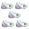 5Pcs Girl Hairpins White Bear Hollow Design Oval Hair Clips Cartoon Style Stable Hair Fixing Pins Multiple Styles Hair Accessories