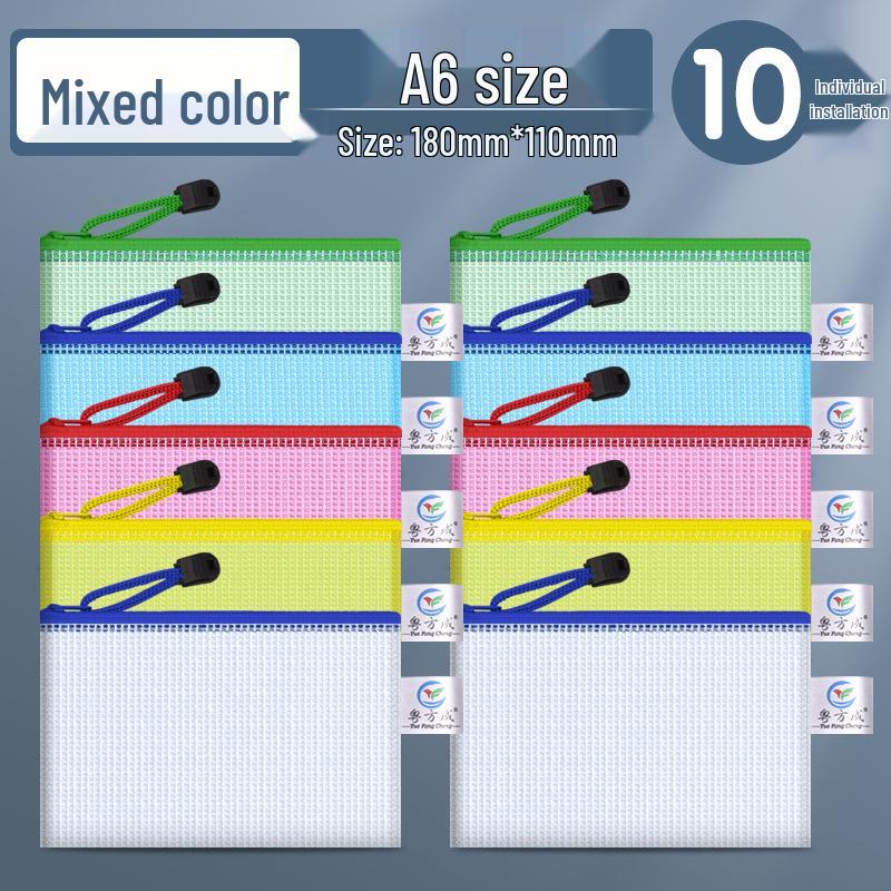 A3 Transparent Extra-Thick Mesh Zipper Bag for Elementary Students – Large Capacity A4 Test Paper Storage