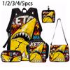 1/2/3/4/5 Stück Trendiges Rochen-Grafik-Rucksack-Set | Perfekt für die Schule & Tägliche Abenteuer