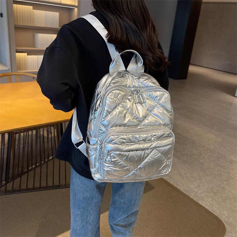 Women's Quilted Checkered Backpack Winter Ultra-light Space for Down Large Capacity Women's School Bag