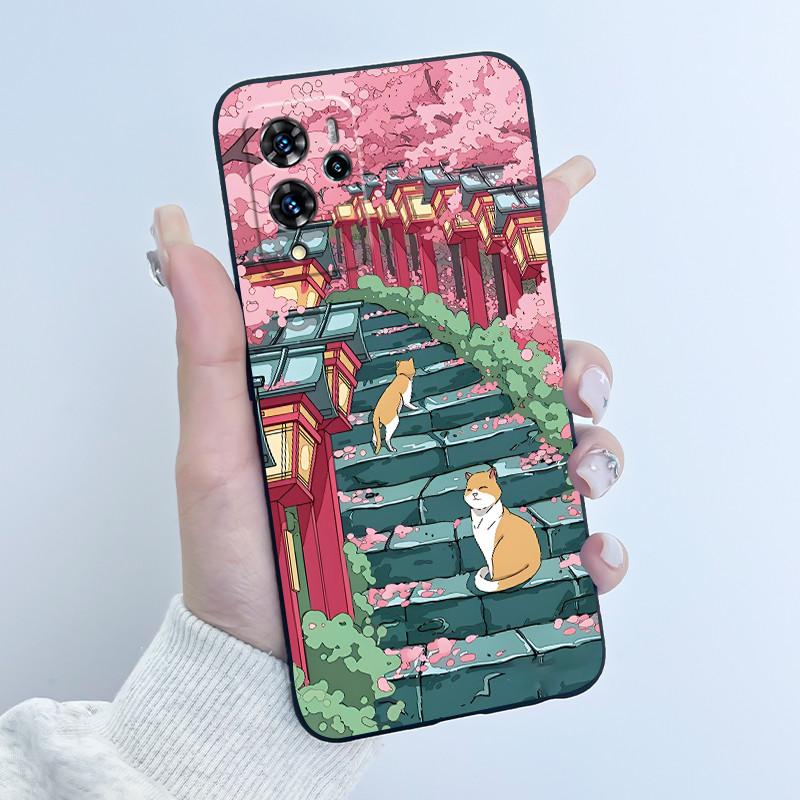 Cute Cartoon Case For ZTE Blade V40 Pro Capa Shockproof Fundas Printing Shell Protective Cover Soft Silicone Black Casing Coque