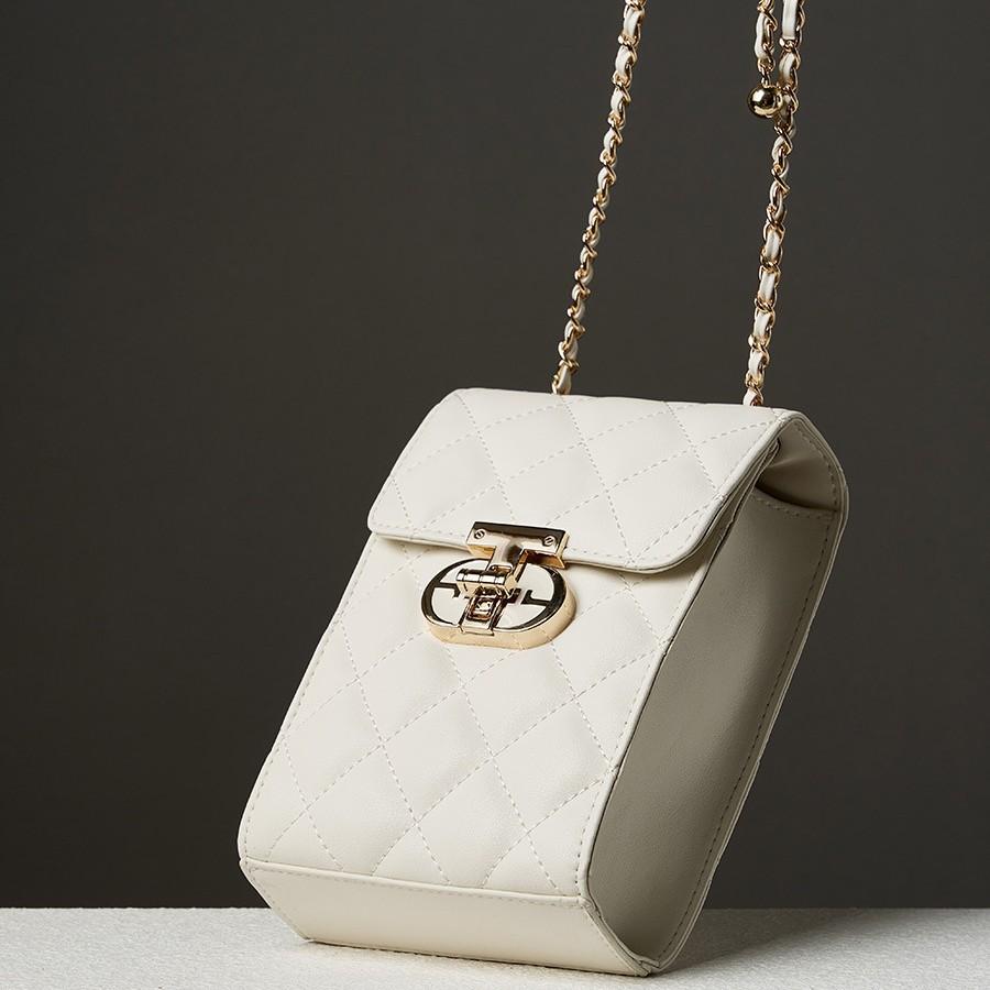 2025 Neue Mini-Handytasche aus echtem Leder, Kleine Umhängetasche für den täglichen Gebrauch, Gesteppte Kettentasche für Damen, Modische Handtasche für Damen