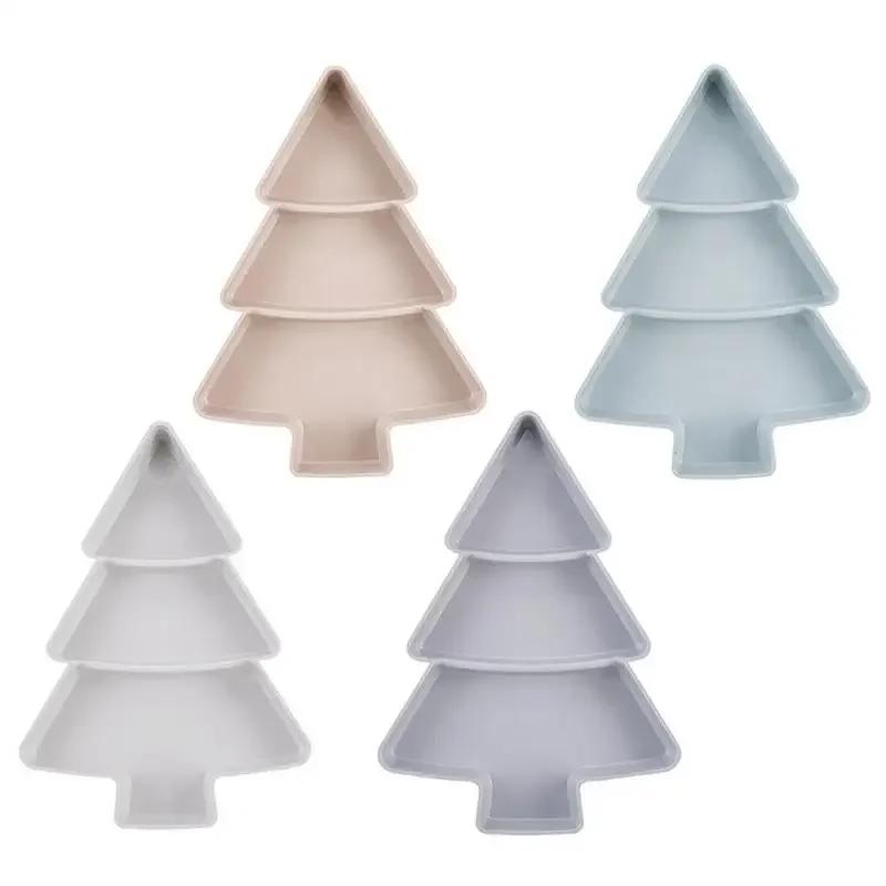 Christmas Tree Shape Living Room Candy Snacks Nuts Seeds Dry Fruits Plastic Plate Dishes Bowl Breakfast Plates Tray Tableware