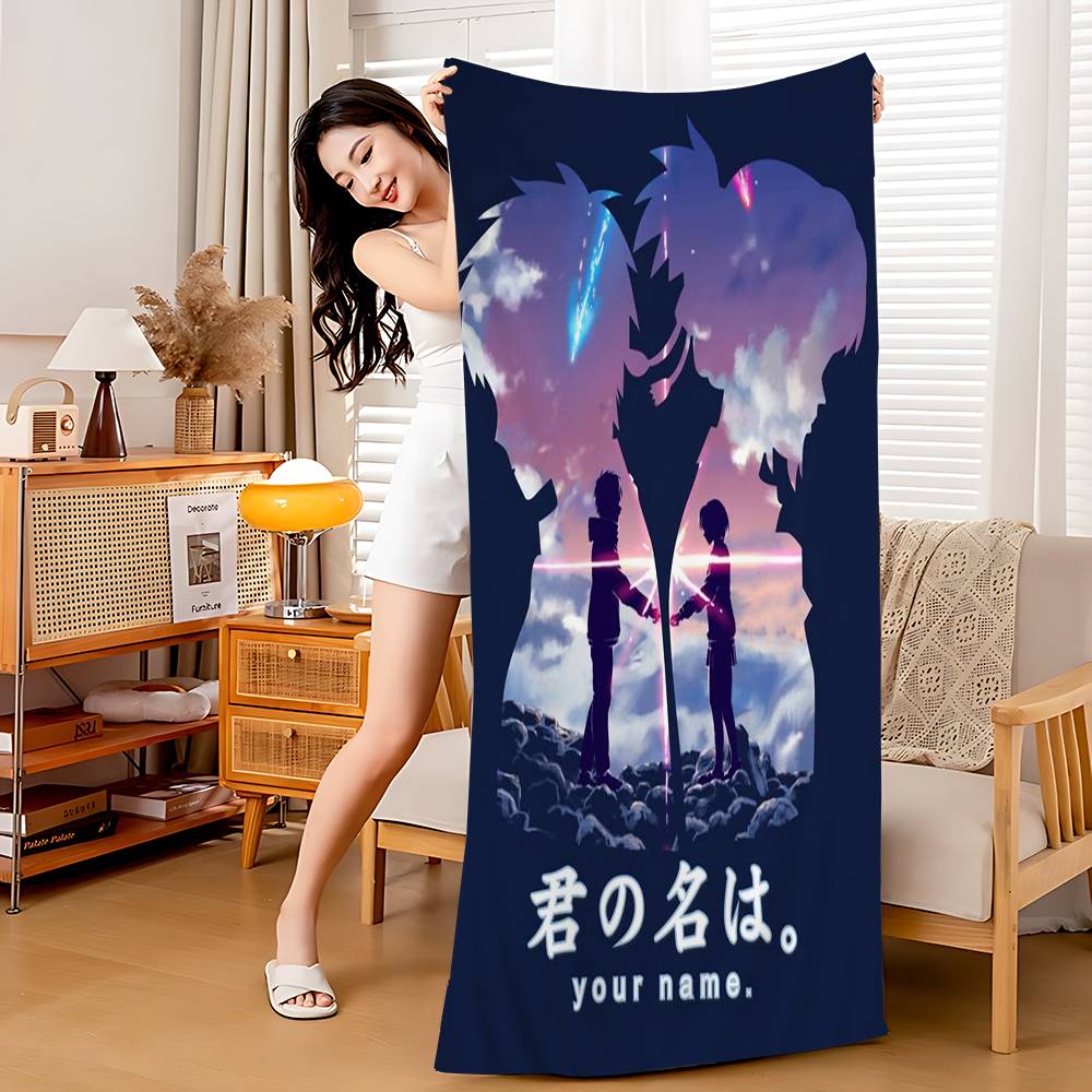 Anime Your Name Mitsuha Movie Microfiber Printed Beach Towel Mountain Climbing Yoga Beach Swimming Running Absorbent Soft Towel