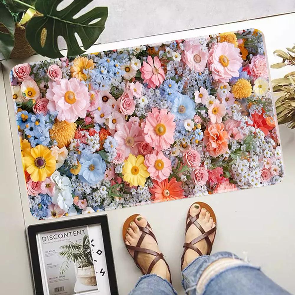 Enchanting Flowers Door Mat with Suitable for Soft In Bedrooms Living Rooms Garden Entrances Room Decor Indoor and Outdoor Use