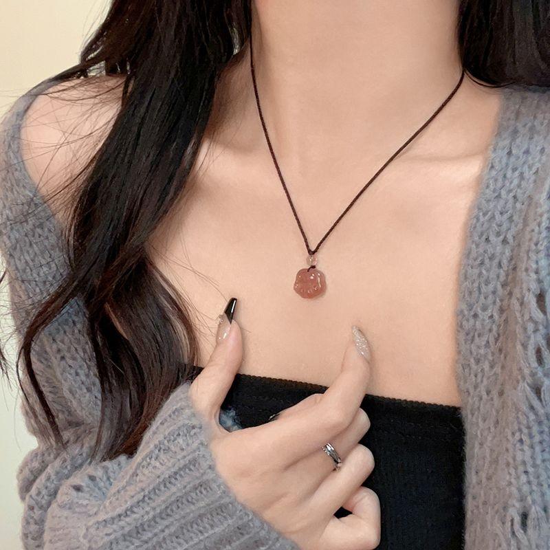 

Strawberry Quartz Pendant Women s Fancy Sweater Chain Cat s Paw Strawberry Crystal Cat s Claw Necklace