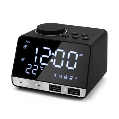 Bluetooth 4.2 FM Radio Speaker with 2 USB Ports LED Digital Alarm Clock Home Decration Snooze Table Clock Temperature