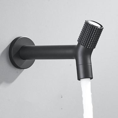 Torneira para Máquina de Lavar em Aço Inoxidável 304 Alongada Preto/Níquel Torneira de Resfriamento Único Banheiro Externo de Varanda Torneira para Tanque de Lavar Chão