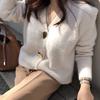 Autumn Women Soft White Knitted Cashmere Sweater Double Button Women Warm Jumper V-Neck Winter Sweat