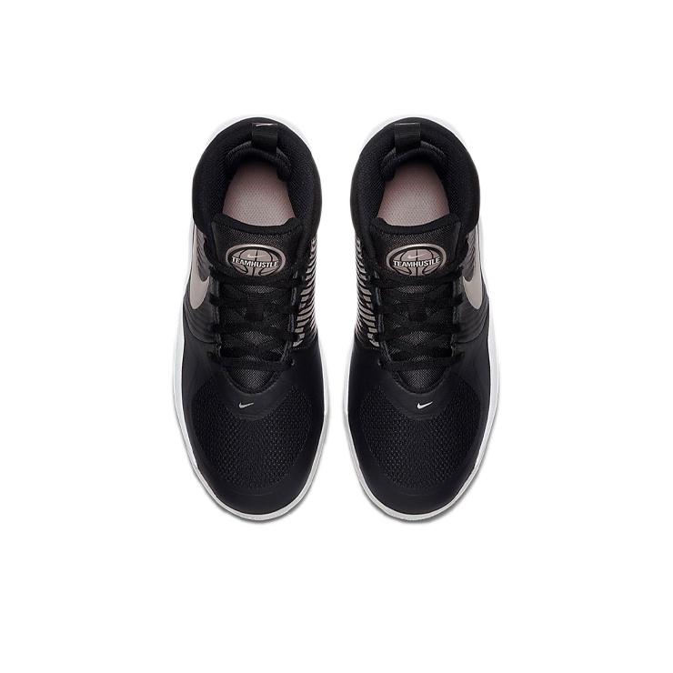 New Nike Team Hustle D 9 Cushioning, Wear Resistant Mid Top Children's Basketball Shoes Black Silver Teenagers AQ4224-001