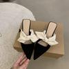 New Summer Women Pointed Toe High Heels Sandals Bowknot Flower Woman Shoes Slingback Woman Slippers
