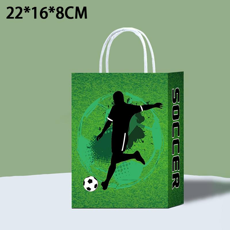 Football-Themed Tote Bag Party Football Pattern Gift Bag Sporty Shopping And Beverage Paper Bag