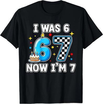 7 Jahre Alt 7. Geburtstag Kariert Ich war 6 Jetzt bin ich 7 Geburtstag T-Shirt