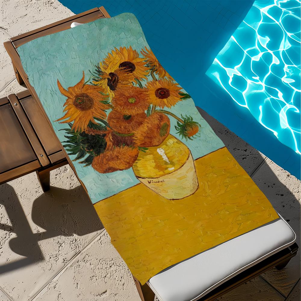 V-van Gogh Oil Art Painting Towel Beach Quick Dry Soft Pool Towels Gift for Travel Gym Shower Camping sports
