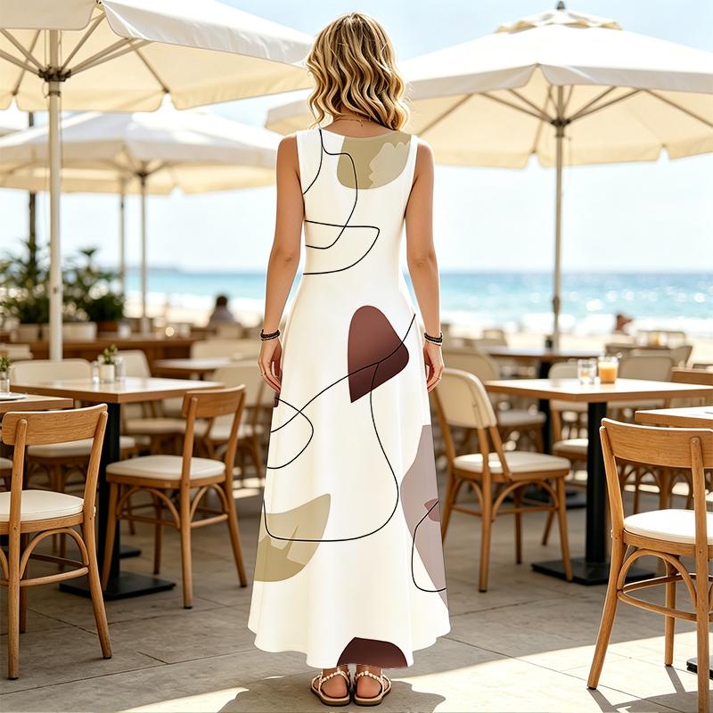 Women's Sleeveless Long Vest Dress,Beach Vacation Loose Fit Dress,Comfortable Fabric,Stylish & Versatile for Outdoor Casual Daily Wear