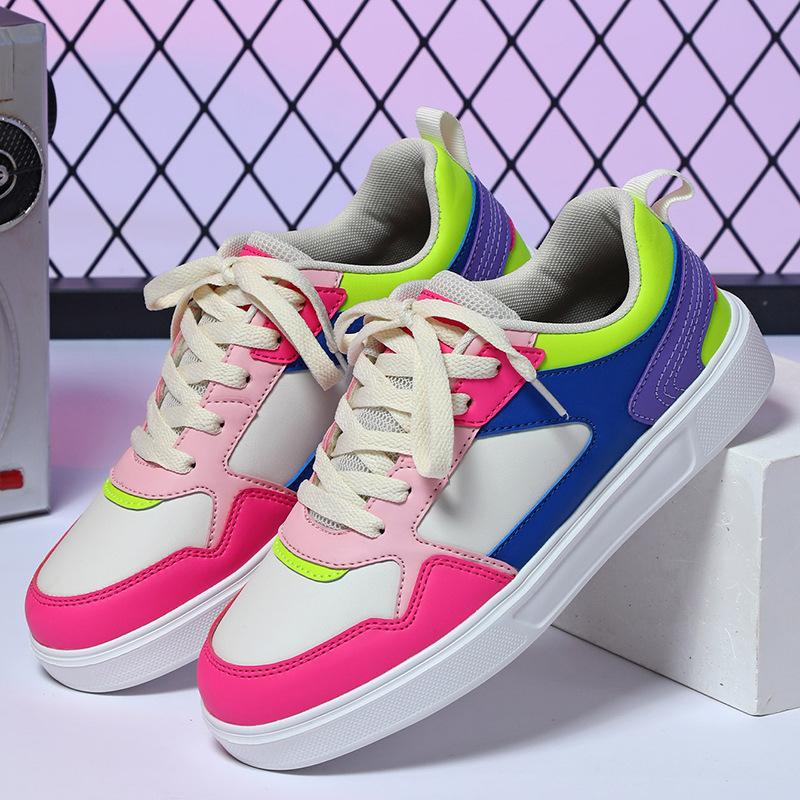 White Shoes PU Leather Board Shoes Women Breathable Casual Sneakers Men Lace-up Trendy Running Trainers Anti-slip Waterproof
