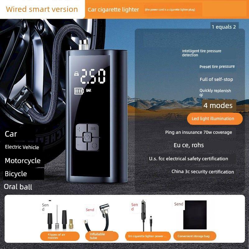 Car Air Pump, Digital Display 12V Portable Tire Inflator, Tire Air Pump 325 Wired Model