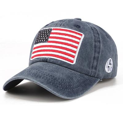 USA Flagge Stickerei Baseballkappe Gewaschen Distressed Sportmütze Verstellbar Sonnenschutz Papa-Hüte für Damen Herren