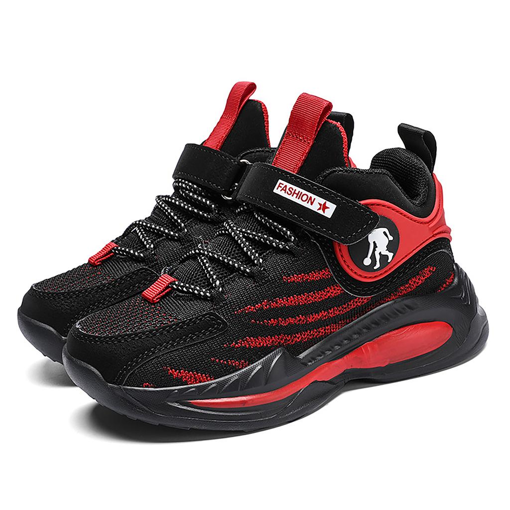 Boys' sports shoes fly mesh breathable lace-up lightweight soft sole comfortable wear-resistant basketball shoes for men