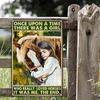 1pc 2D Iron Metal Sign, Vintage Style, "Once Upon A Time There Was A Girl Who Loved Horses", Wall Hanging Art, Multi-Purpose, Ea