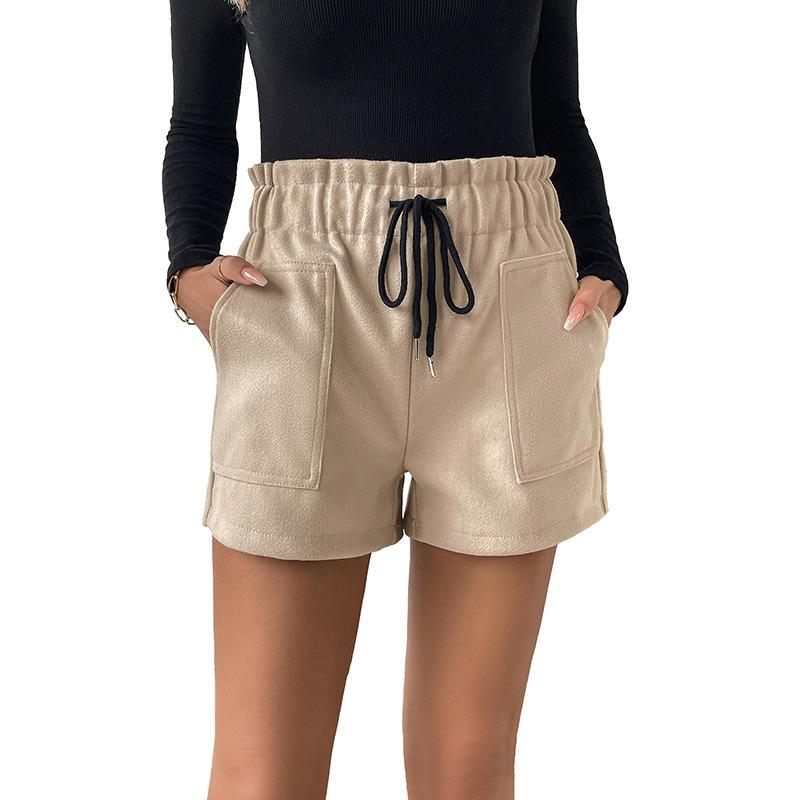 

Women s Trousers Autumn Casual Elastic Tweed Shorts XL абрикосовий