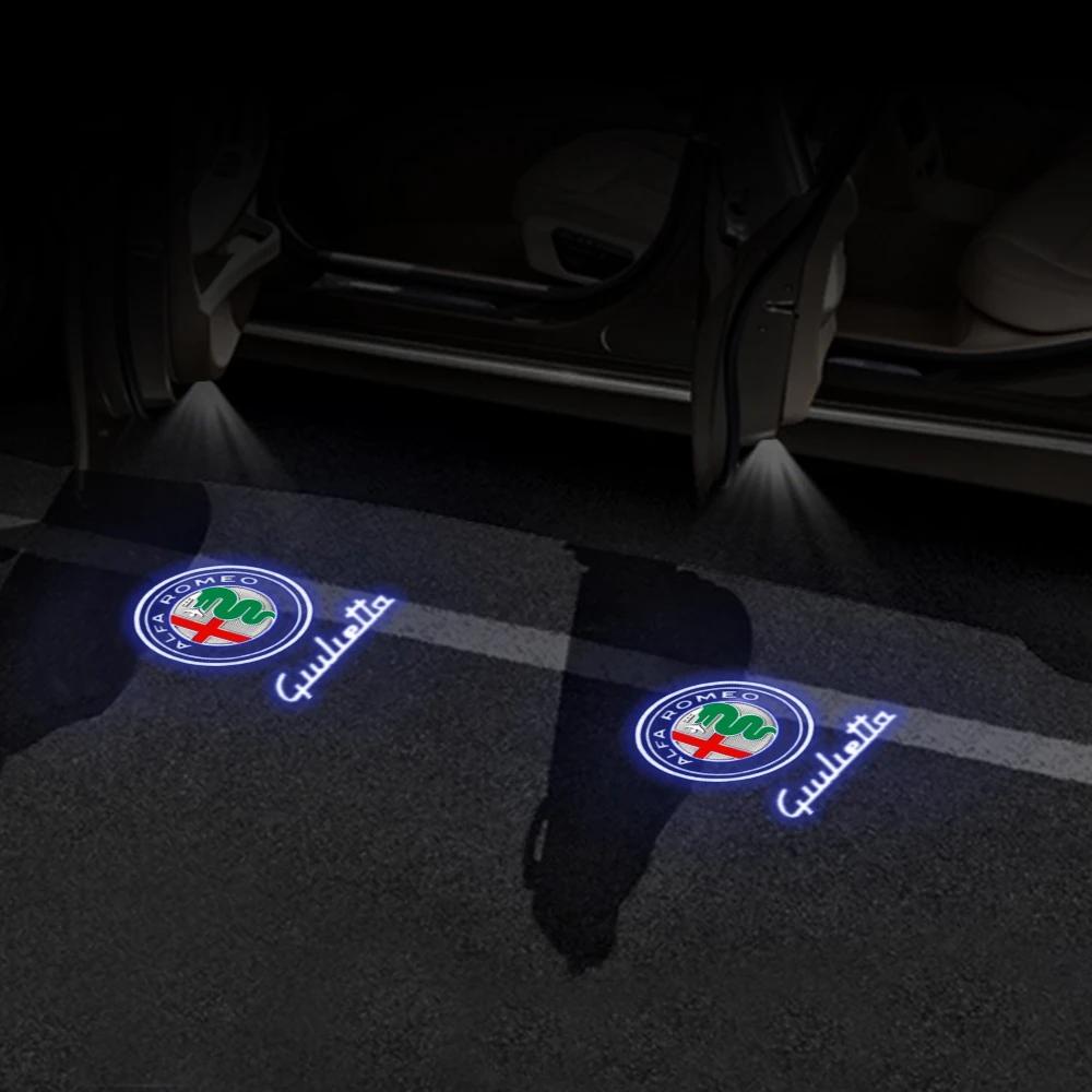 Car Stickers For Alfa Romeo 2PCS LED Ghost Shadow Car Door Welcome Light Cars Decorative Accessories For Alfa Romeo Giulietta St