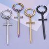 Goth Punk Black Long Sword Earrings For Women Men Accessories Stainless Steel Hoops Earring Dangle Tools Jewelry Piercing Arete