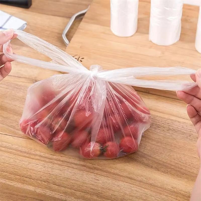50/100 Pcs Transparent Roll Fresh-Keeping Plastic Bags Of Vacuum Food Saver Bag 3 Sizes Portable Food Storage Bags With Handle