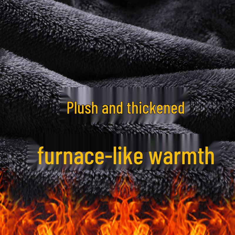 Romon Men's Fleece-Lined High Waist Elastic Straight Leg Jeans