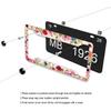 Personalized License Plate Frame Stainless Steels Artistic Flower Pink License Plate Car Tag Holder with 4 Holes and Screws for Women Men Auto