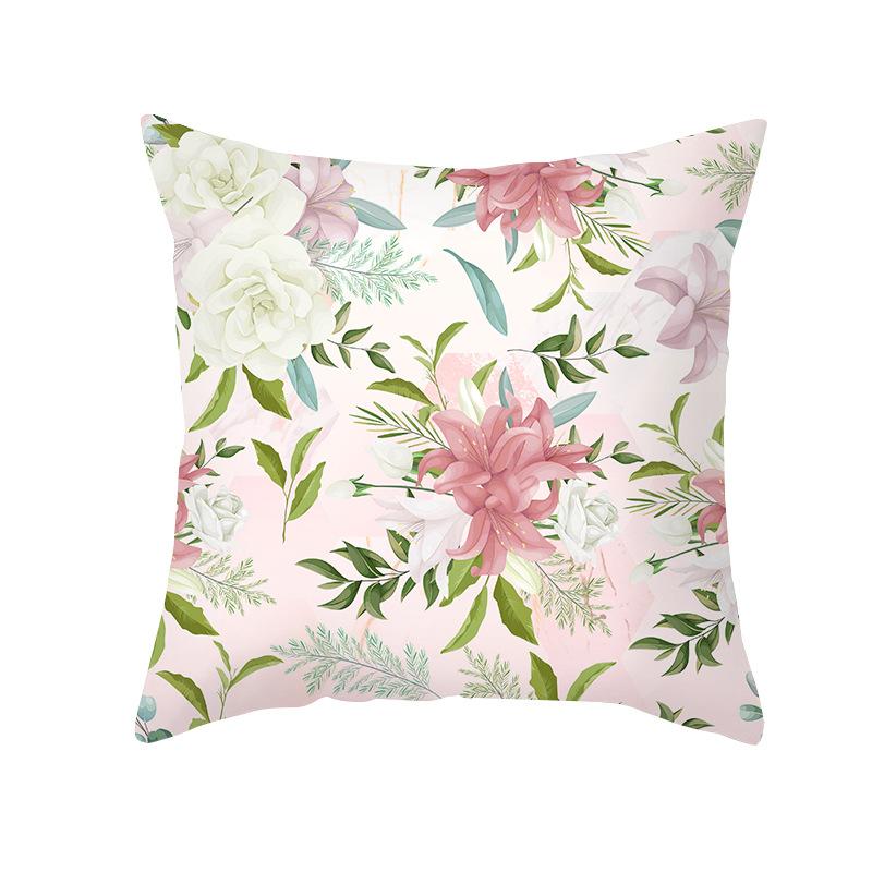 Pfirsichhaut Bedruckter Kissenbezug Rosa Ins Wind Blumen und Blätter Wohnzimmer Zuhause Kissenbezug Kissenbezug