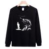 Literary Trend Round Neck Japanese Trendy Brand American Retro Printing Bottom Long Sleeve T-Shirt Men'S Fashion Versatile