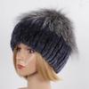 Hot Sale Women Winter Real Rex Rabbit Fur Hat Scarf Sets Natural Warm Genuine Silver Fox Fur Rex Rabbit Fur Cap Scarves 2 Pieces