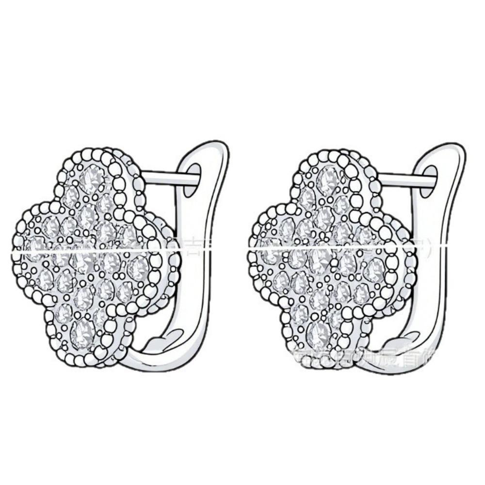 High Quality Four-leaf Clover Earring Buckle White Mother-of-pearl Earrings Red Chalcedony Black Agate Earrings