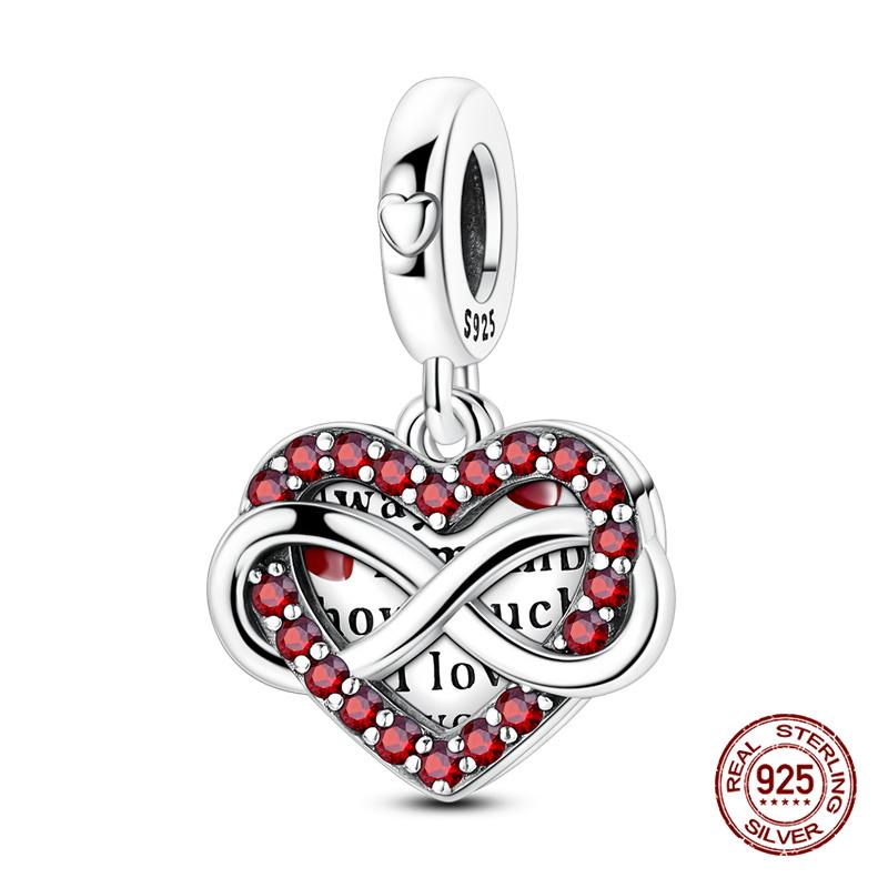 Original Charms Copper Heart-Shaped Infinity Charms Beads Fits 3Mm Original Bracelet Womens Diy Fine Jewelry Gifts