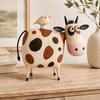Modern Living Room Decor Cute Milk Cow Statue, Handcrafted Resin Ornament, Farmhouse Animal Figurine for Whimsical Sculpture Home Decor,