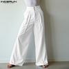 Oversized Men Zipper High Waist Solid Casual Wide Leg Pants with Pockets