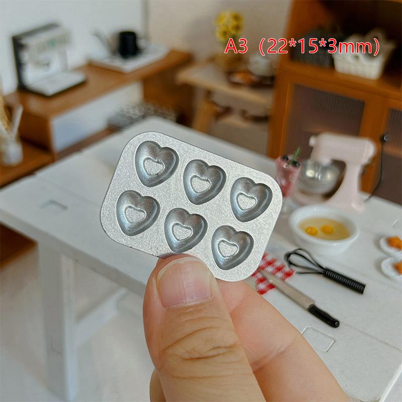 1:6/1:12 Scale Miniature Dollhouse Mini Pastry Biscuit Cookie Cake Bread Silver Mold Diy Food Play Silicone Mold Accessories