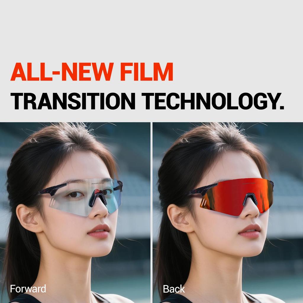 Kapvoe Lightweight Photochromic Rimless Sunglasses Real Carbon Fiber Cycling Glasses UV400 MTB Bike Running Men Sports Eyewear