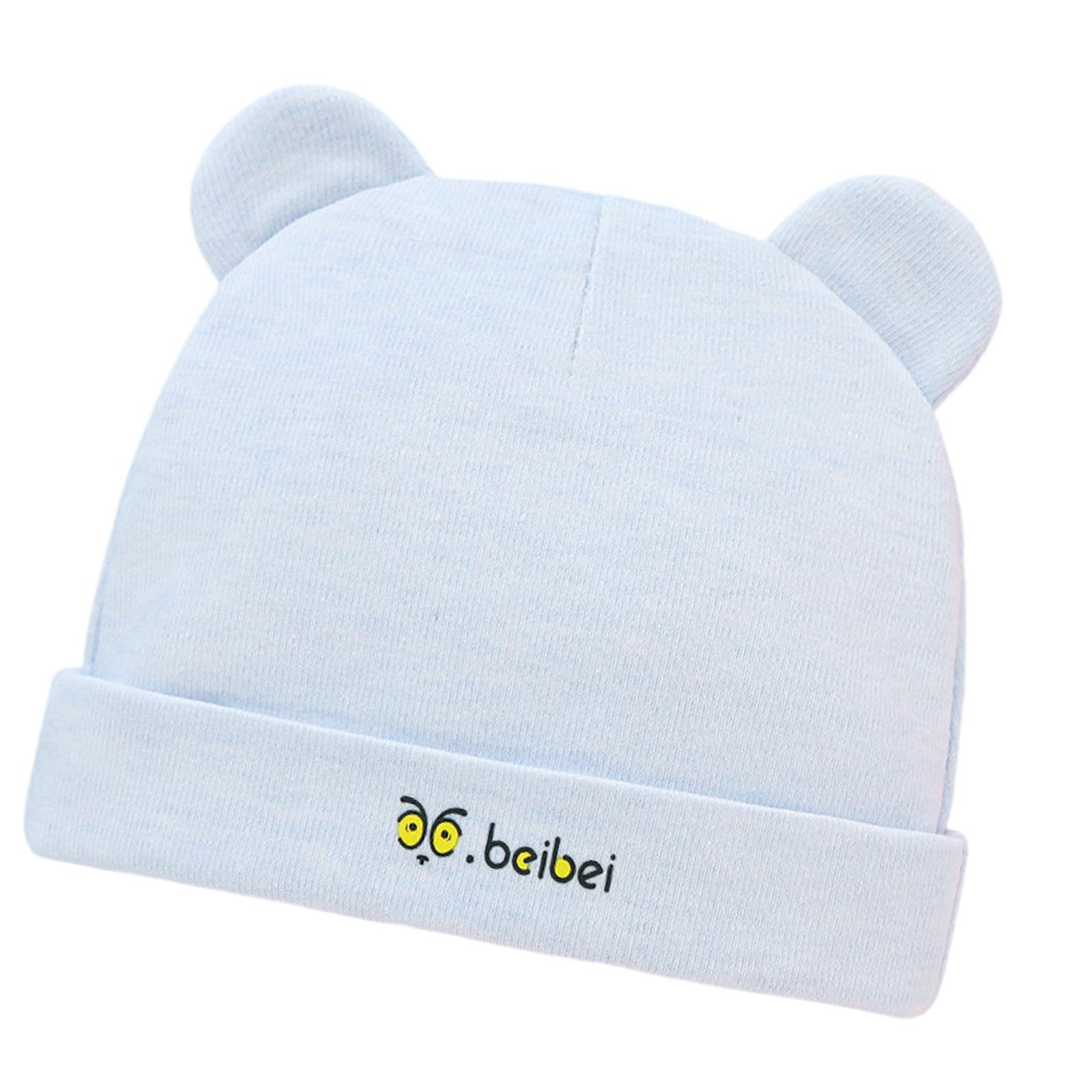 

Мягкая и дышащая шапочка для плода из хлопка с медвежьими ушками для новорожденных, эластичная шапочка, милый чепчик для младенцев от 0 до 6 месяцев синий