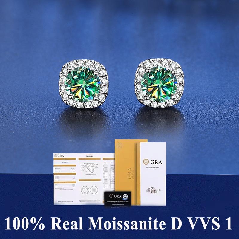 D VVS1 Moissanite Stud Earrings For Women Pass Diamond Tester Pen S925 Platinum Plating Moissanita With 2 GRA Certificates