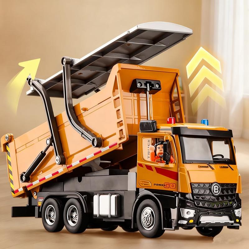 1/24 City Heavy Electric Tipper Dump Truck Model Metal Slag Coal Mine Transport Vehicles Car Model Sound and Light Kids Toy Gift