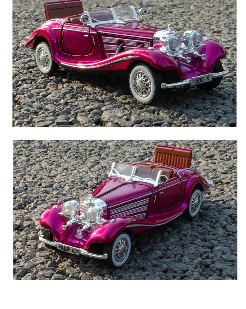 1:32 500K Alloy Classic Vintage Car Silver Plating High Simulation Diecast Metal Model Car Children's Toys Collection Gifts