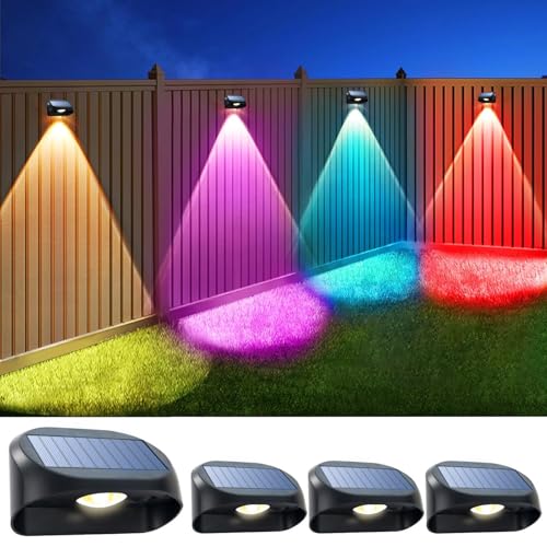 KAWELL Solar Lights, Outdoor Garden Sensor Fence Lights, Porch Lights, Light Sensor, 10 Light Modes, 8 Colors, Automatic On/Off, Waterproof, IP54, Nam
